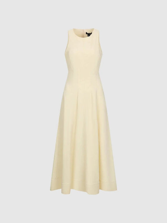 Vertical Seam Detailing Structured A-Line Maxi Dresses