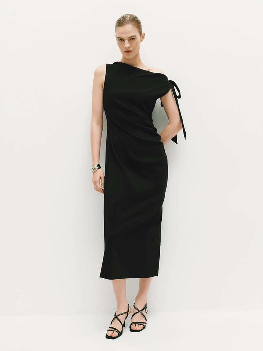 Cotton Sleeveless Straight Midi Dress