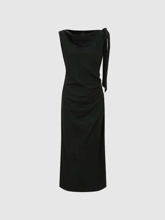 Cotton Blend Sleeveless Straight Midi Dresses
