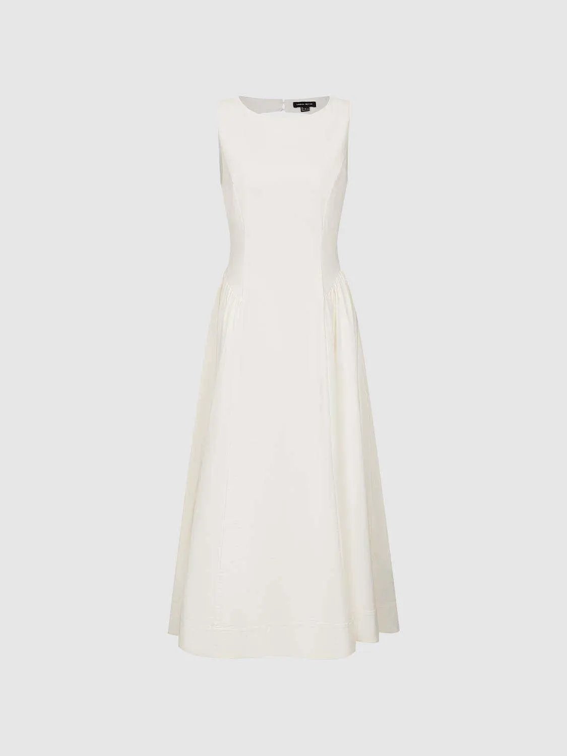 Crepe open-back sleeveless A-line midi dress in white, Urban Revivo Fashion