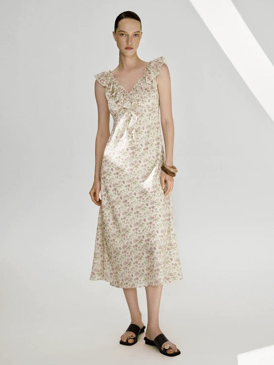 Floral Print Lightweight A-Line Maxi Dresses