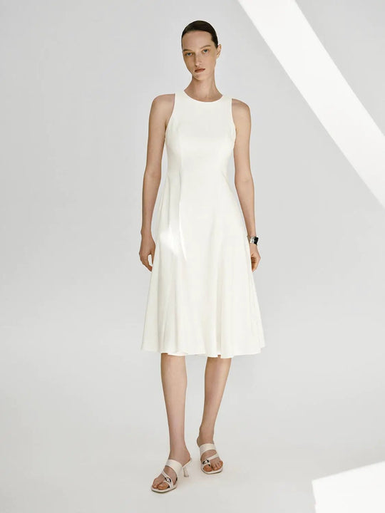 Viscose Thick Stretch Sleeveless A-Line Midi Dresses