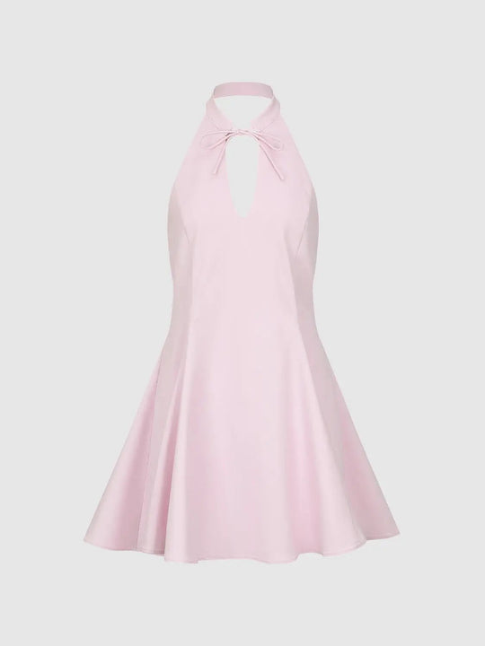 A-line Halter Neck Cotton With Subtle Stretch Dress