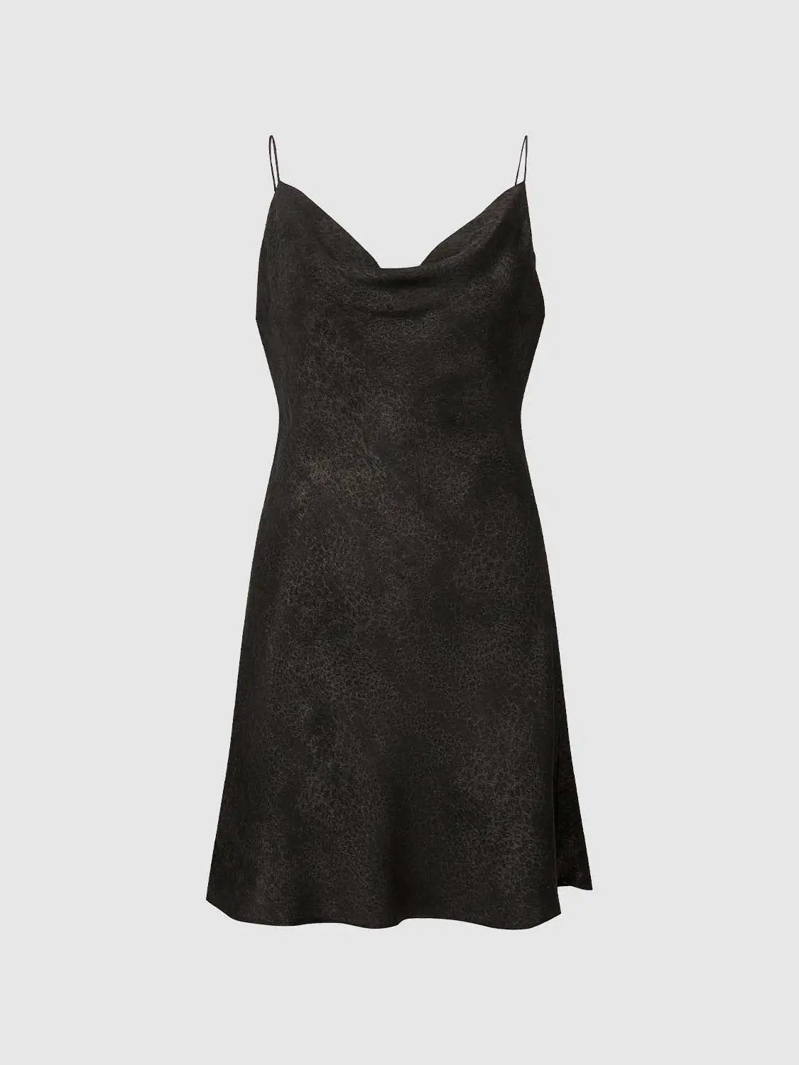 Sleeveless cowl neck textured flared mini dress in black by Urban Revivo Fashion