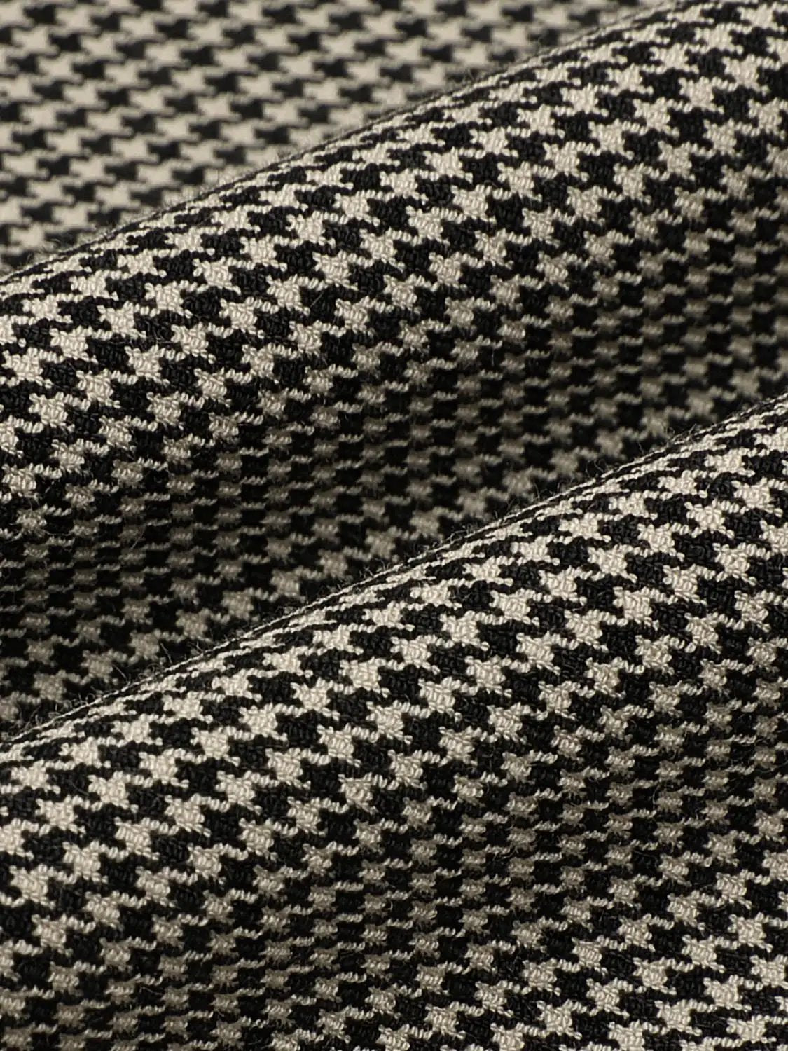 Lace Side Detail Checked V-neck Slip Maxi Dress fabric close-up in black and white houndstooth weave texture