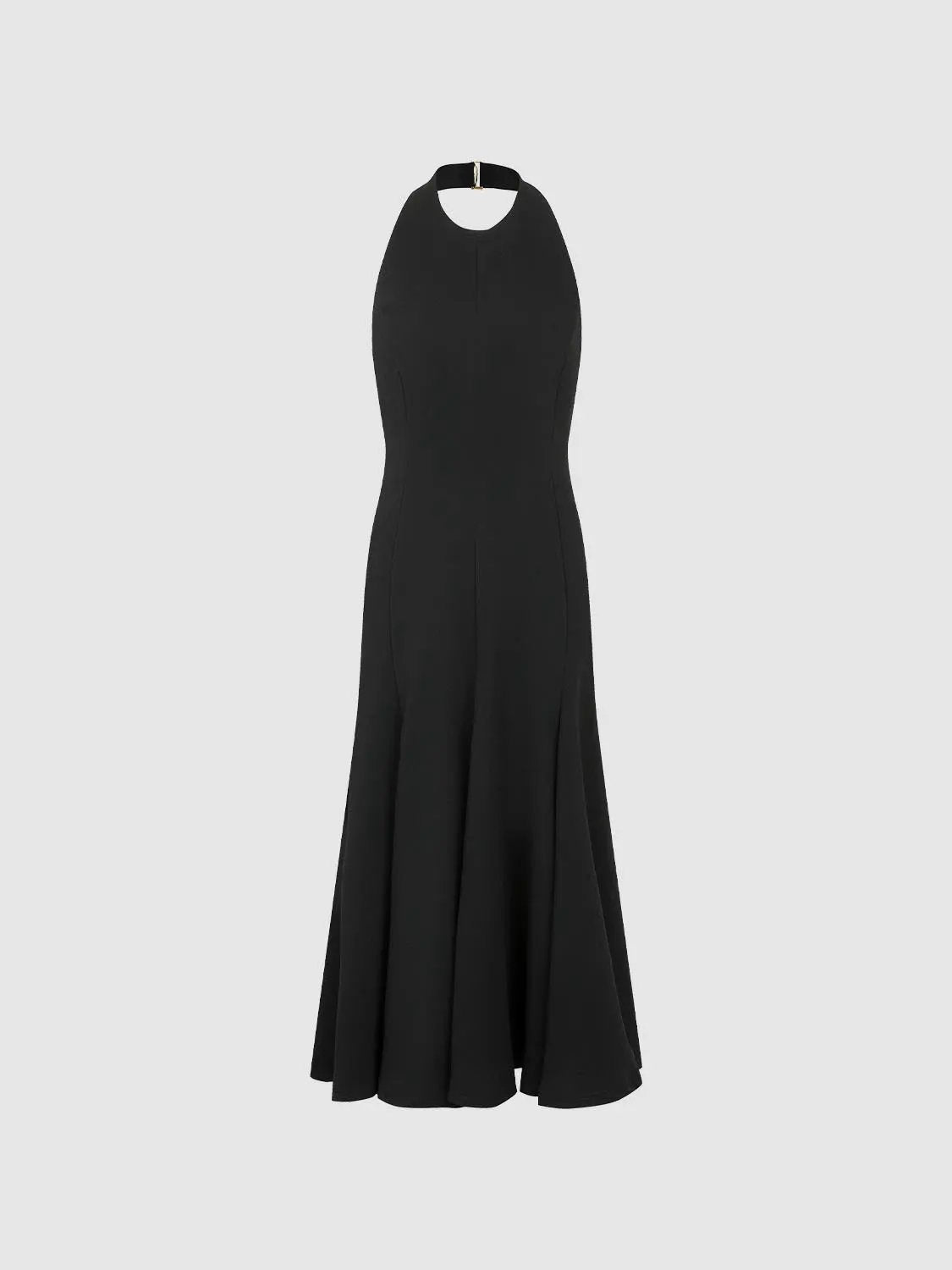 Fitted high-neck sleeveless A-line maxi dress in black by Urban Revivo Fashion