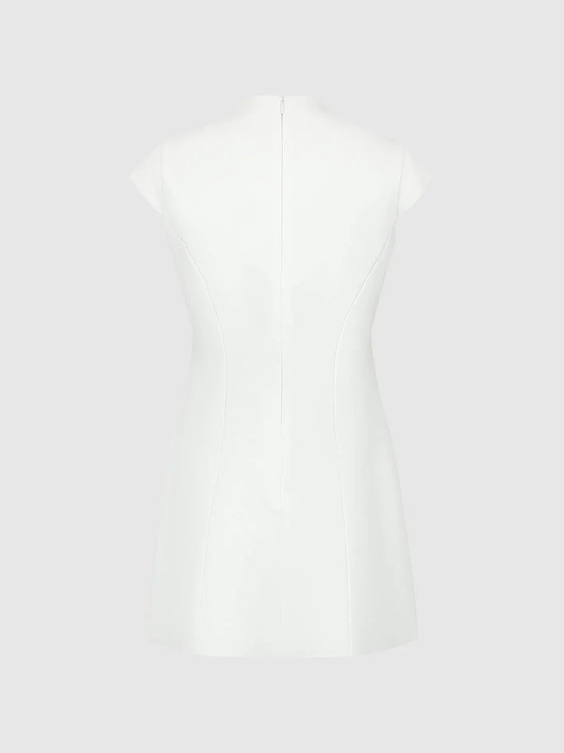 H-line dress, white sleeveless with back zipper and structured seam panels