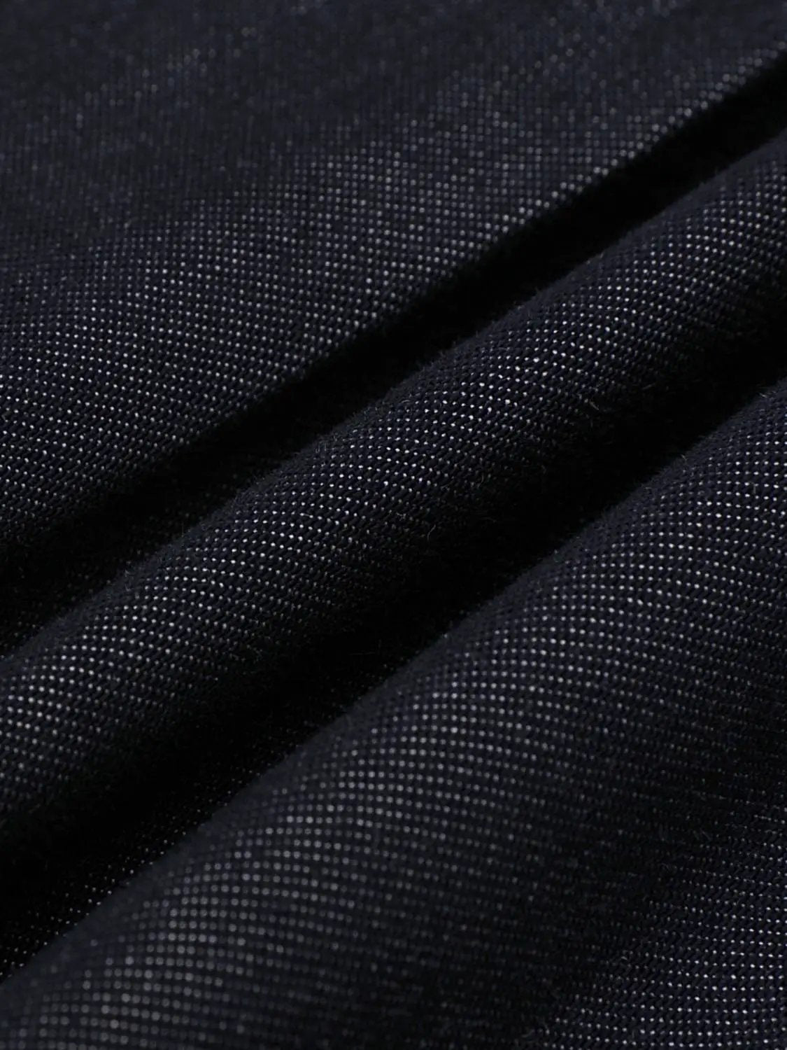 A-Line Midi Stretch Denim Skirt, dark indigo fabric with visible weave texture