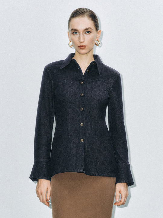 Camicie in denim a maniche svasate