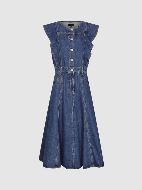 Robes en denim avec volant