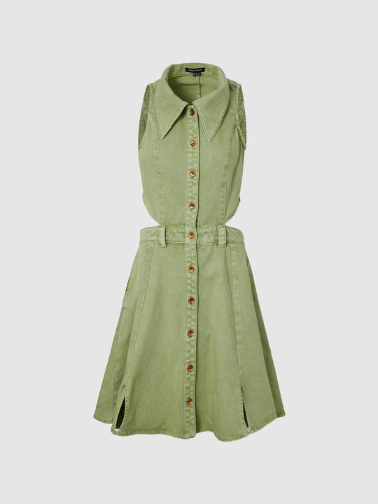 Halter Neck Sleeveless Denim Dresses