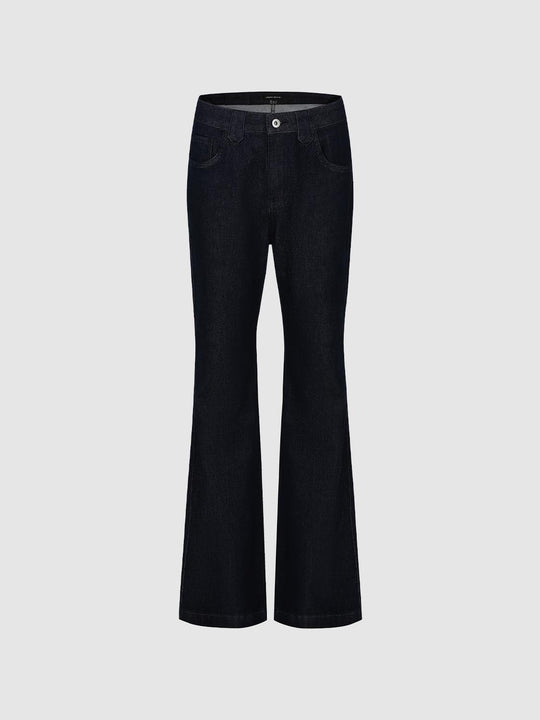 Jeans a vita bassa con gamba svasata