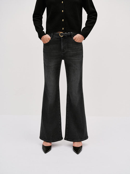 Belted Flare Leg Jeans