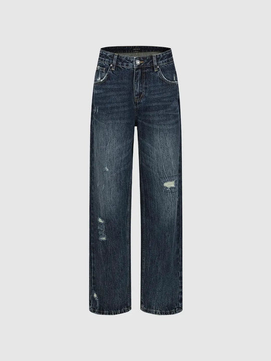 100 Percent Cotton Distressed Denim Jeans