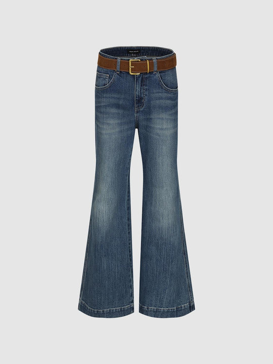 Belted Flare Leg Jeans