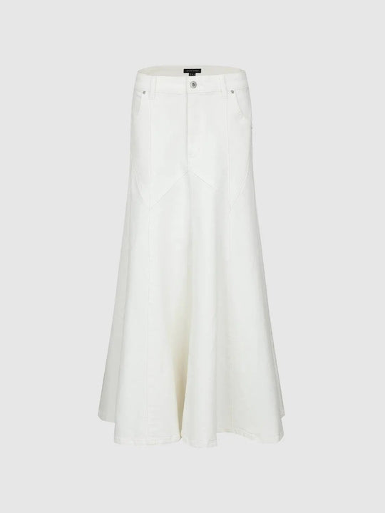 Seamed Denim Midi Skirts With Classic Stitch Detailing For Everyday Wear