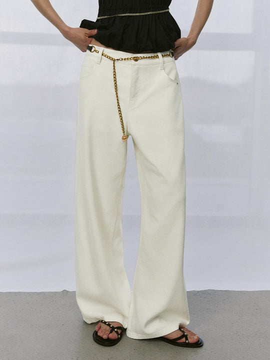 Tie Belt Wide Leg Jeans