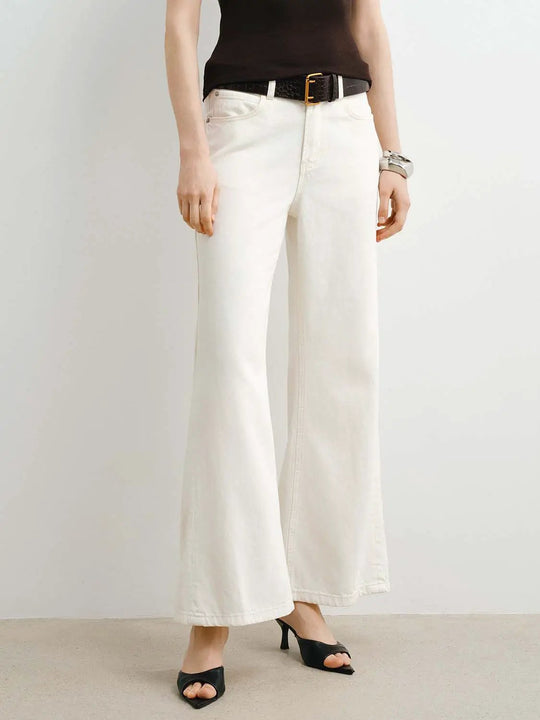 Belted Wide-leg Lyocell Blend Non-Stretch Pants