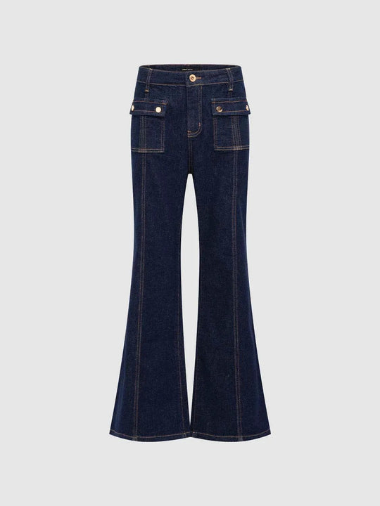 Cotton Front Patch Pocket Detailing With Medium Stretch And Copper Hardware Jeans
