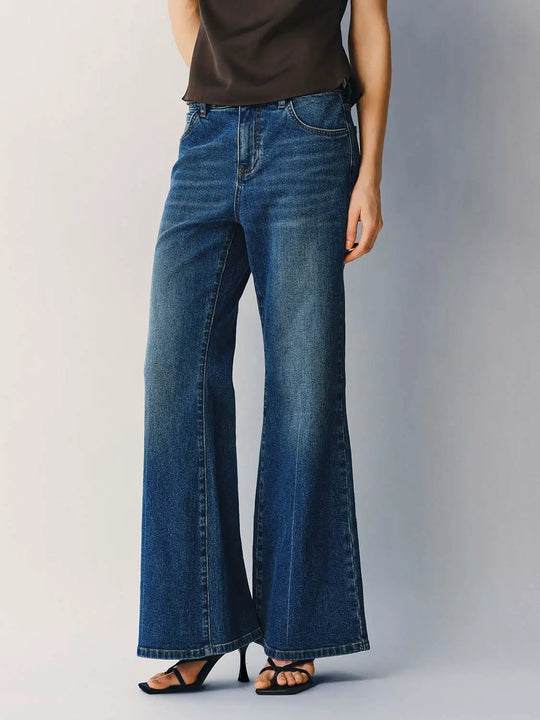 Wide-leg High-rise Fit Cotton Jeans