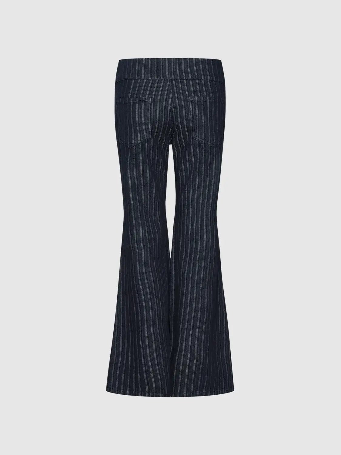Jeans by Urban Revivo Fashion, dark indigo denim with vertical pinstripes and flared legs.
