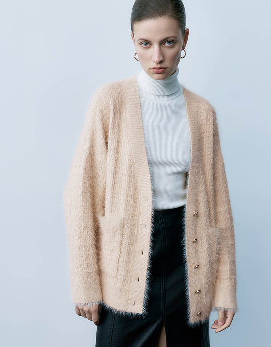 Cárdigan de punto con botones de perlas sintéticas