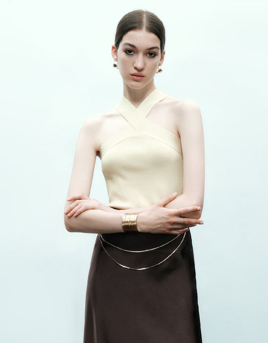 Top de punto ajustado sin mangas