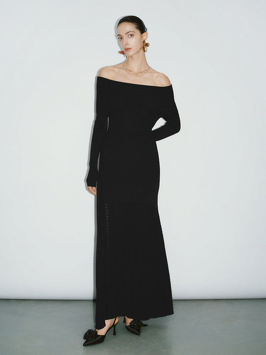 Vestidos de punto con hombros descubiertos