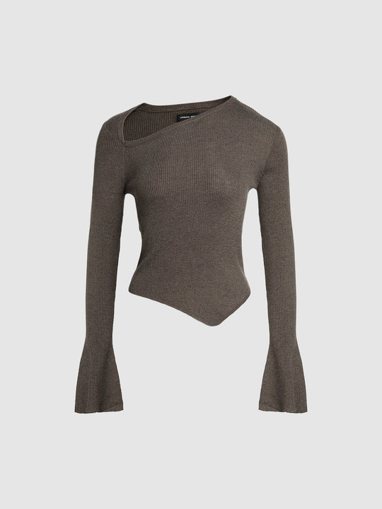 Camiseta de punto ajustada con un solo hombro