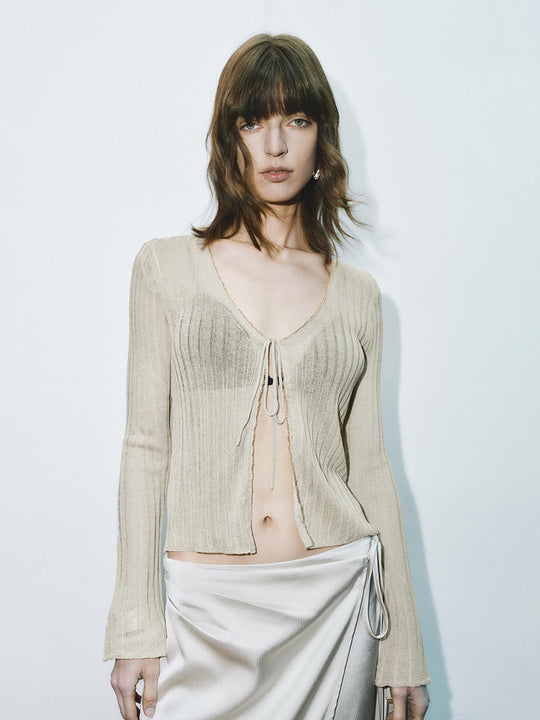 Cárdigans de punto con lazo al frente