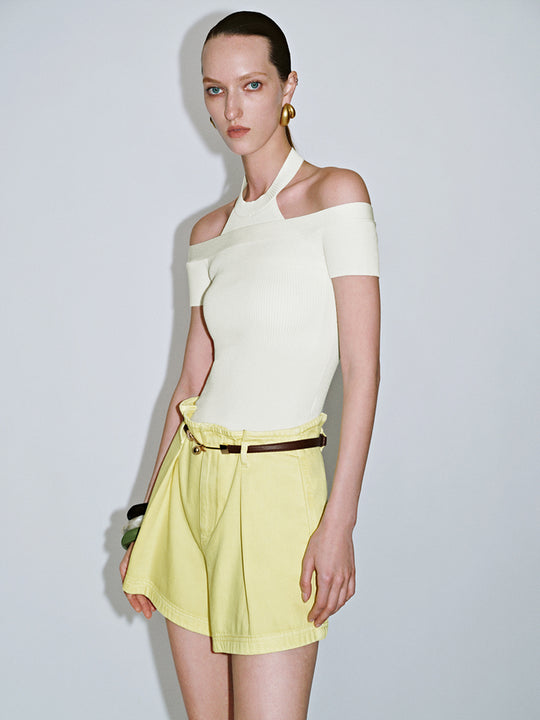 T-shirts tricotés à épaules dénudées