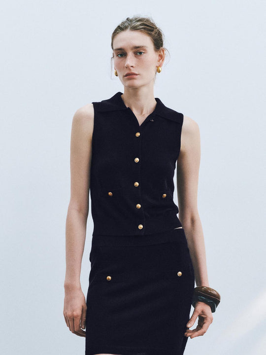 Gestrickte ärmellose Strickjacken