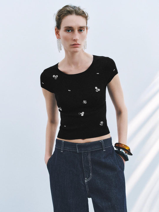 Kurzarm Strick T-Shirts