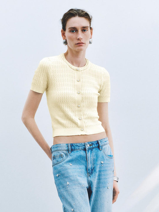 Cardigans tricotés à manches courtes