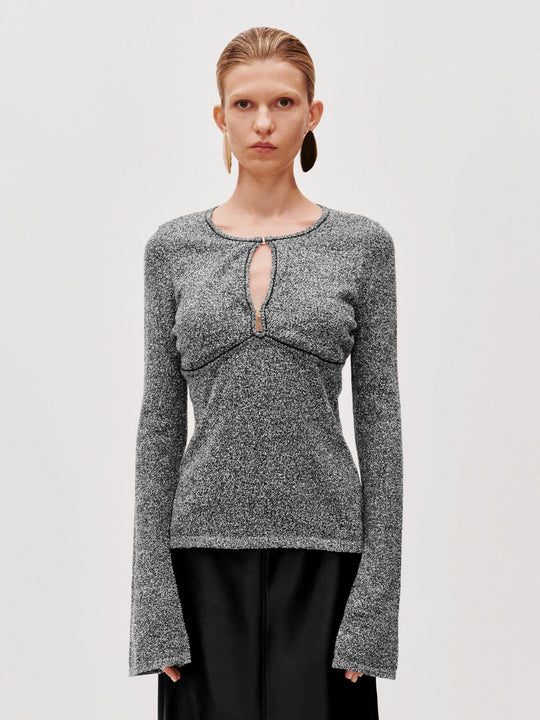 Strick-T-Shirts mit Trompetenärmeln