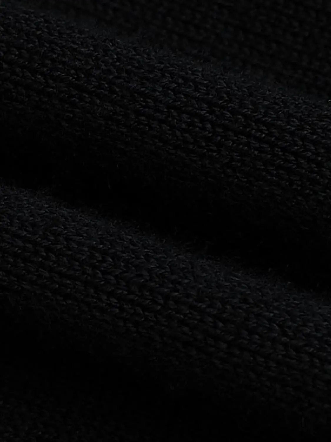 Cut-Out Long Sleeve Knitted T-Shirts fabric close-up in black