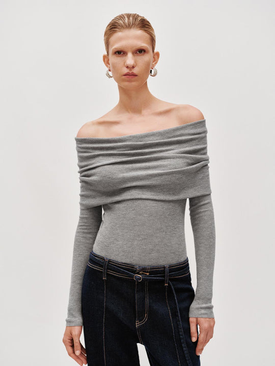 Off Shoulder Knitted T-Shirts