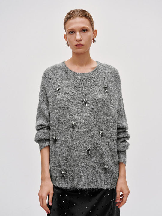 Embellished Long Sleeve Knitted T-Shirts
