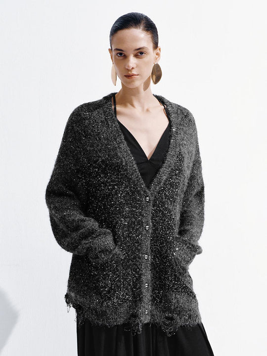 Oversize V-Neck Knitted Cardigans