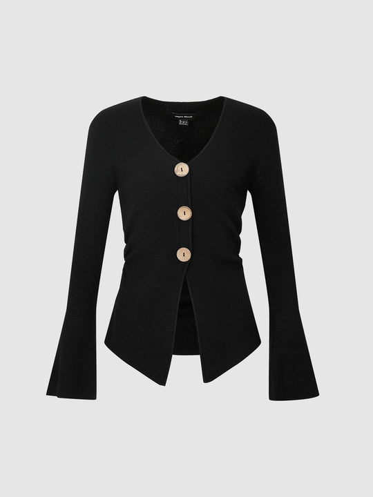 Button Up Long Sleeve Skinny Knitted T-Shirts