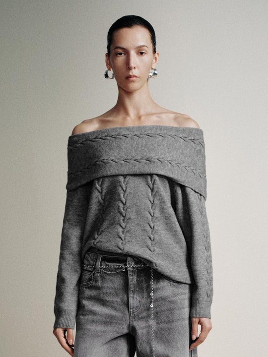 T-shirts en maille torsadée à épaules dénudées