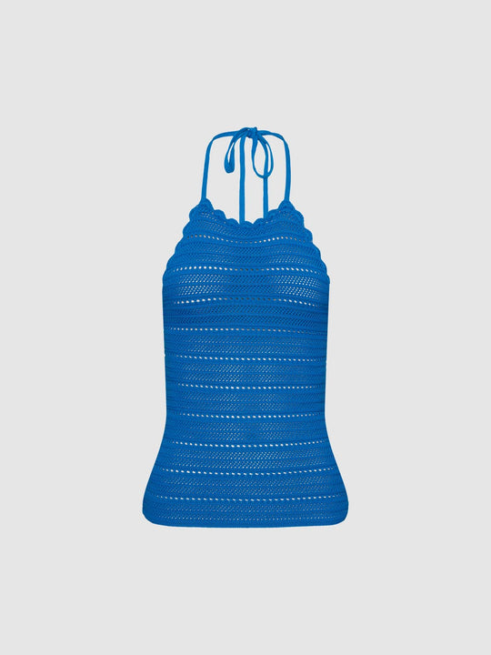 Halter Neck Open Knitted T-Shirts