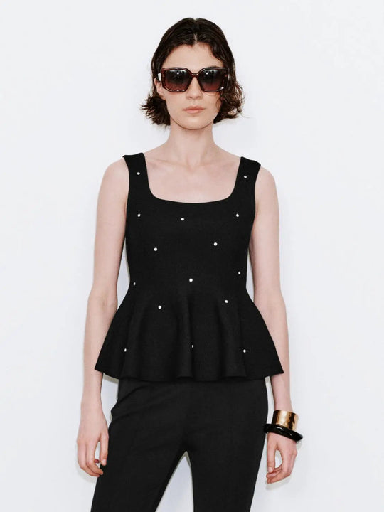 Studded Sleeveless Knitted T-Shirts