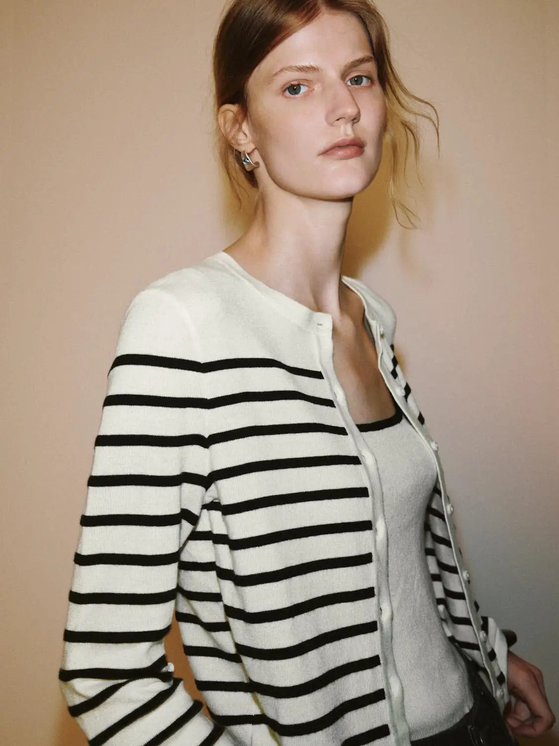 Knit Jacket striped white and black knitted cardigan by Urban Revivo Fashion