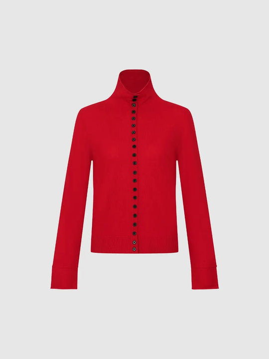 Mock Neck Long Sleeve Button Knit Sweater
