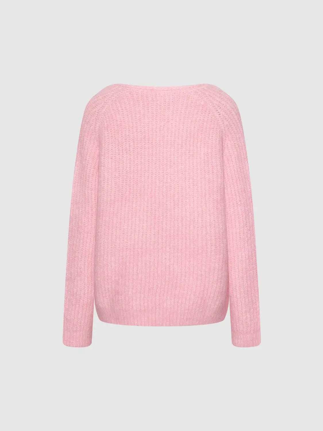 Knit T-Shirt by Urban Revivo Fashion in pink ribbed knit, back view