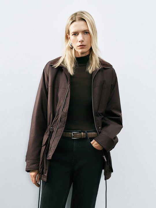 Cappotti in pelle imbottiti con vita svasata