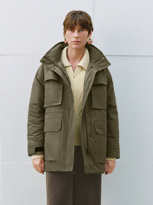 Multi Pockets Hoodie Down Outerwear