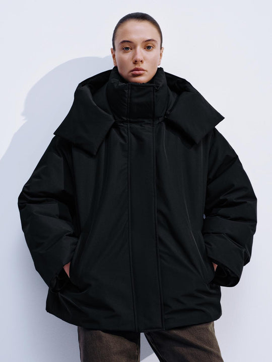 Hooded High Neck Down Jackets