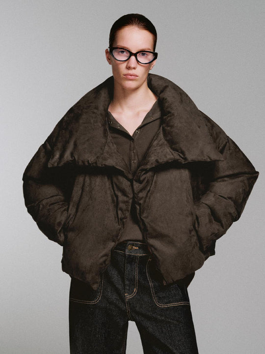 High Neck Wrap Front Down Jackets